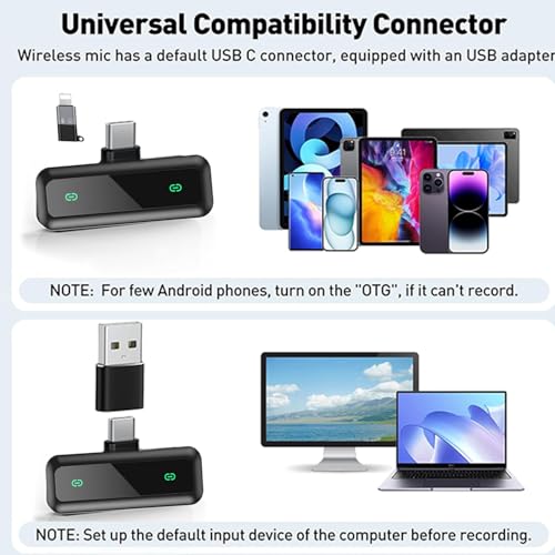 Detalle de XIXIXIAXIA micrófono lavalier inalámbrico doble con USB-C y adaptador Lightning