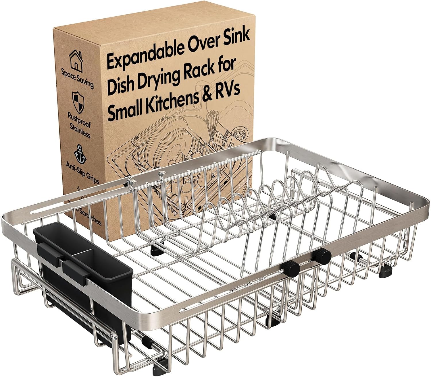 Detalle de Expandable Over Sink Dish Drainer Rack 🍽