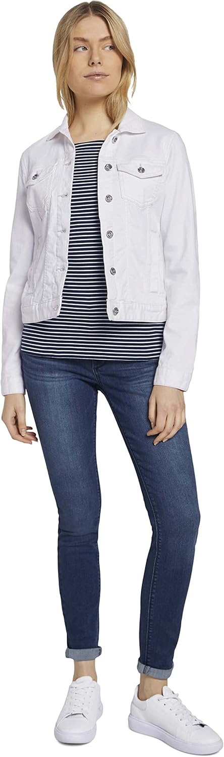 Thumbnail 1 de TOM TAILOR Damen Longsleeve mit Herz-Stickerei auf der Brust – gestreift im Regular Fit
