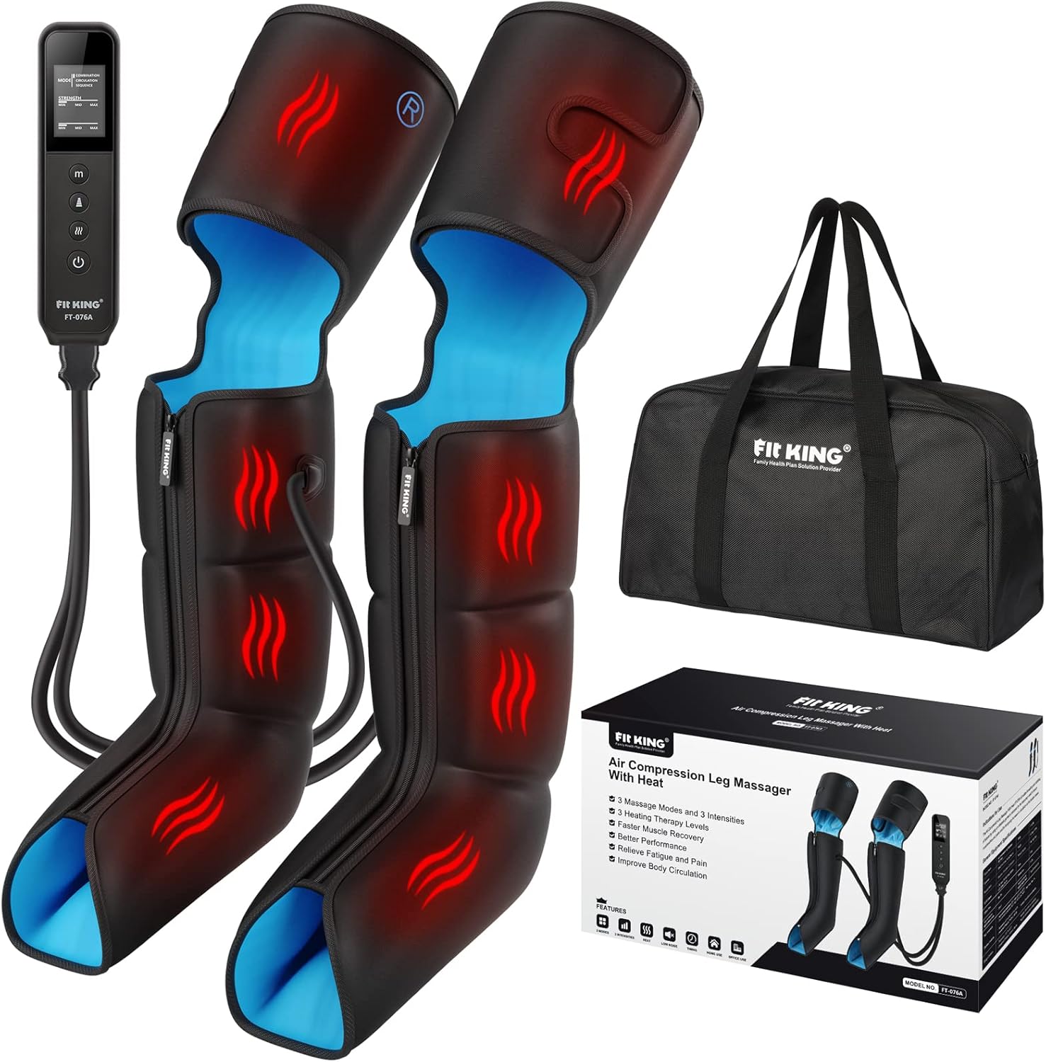 Detalle de FIT KING Air Compression Leg Massager with Heat and LCD 1️⃣🦵🏻