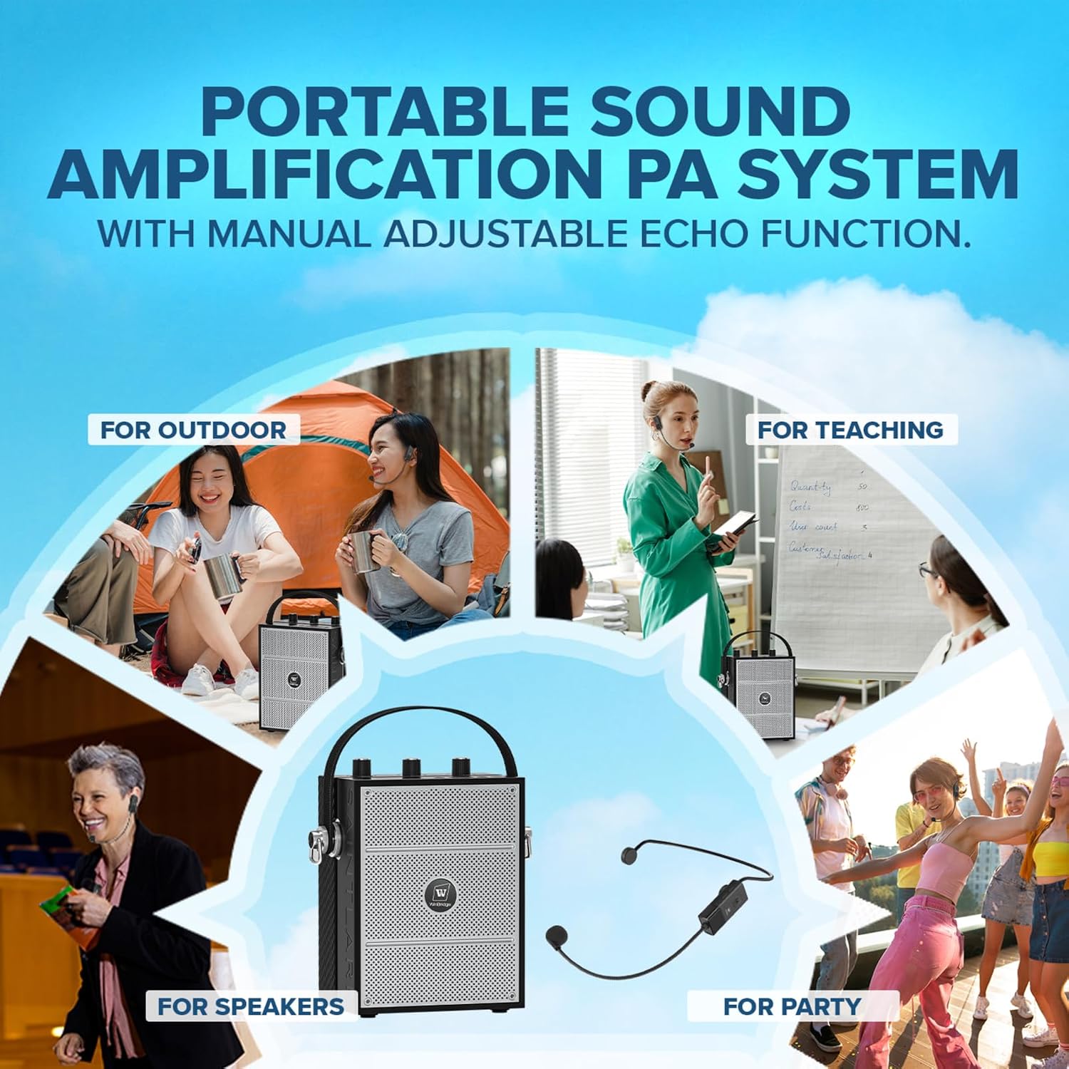 Thumbnail 6 de SANMIC S98 Voice Amplifier with Wireless Headset Mic, Bluetooth and LED Screen