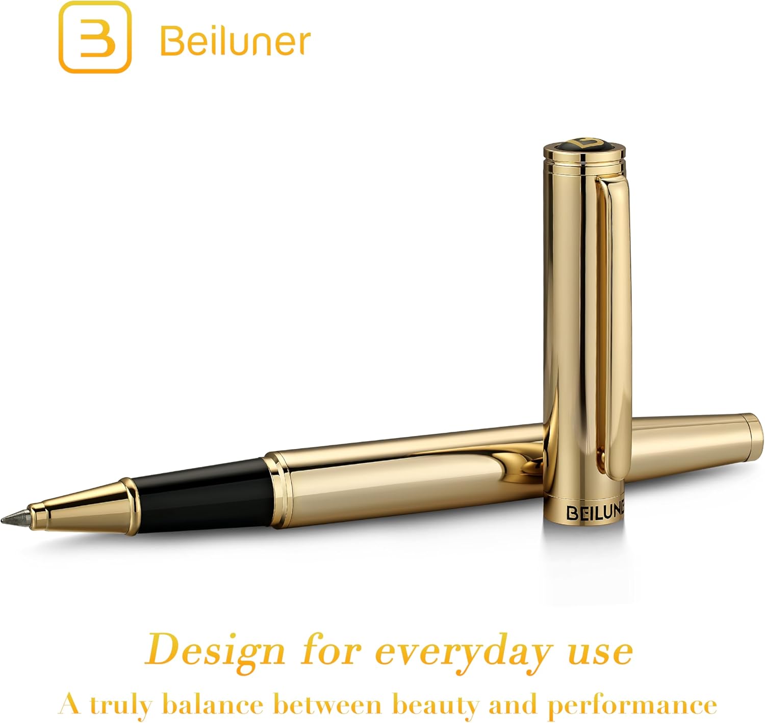 Thumbnail 2 de BEILUNER Penna Rollerball di Lusso Oro 24K – design Nobili ed Eleganti, Ricambio Schneider, Set Regalo per Uomo e Donna