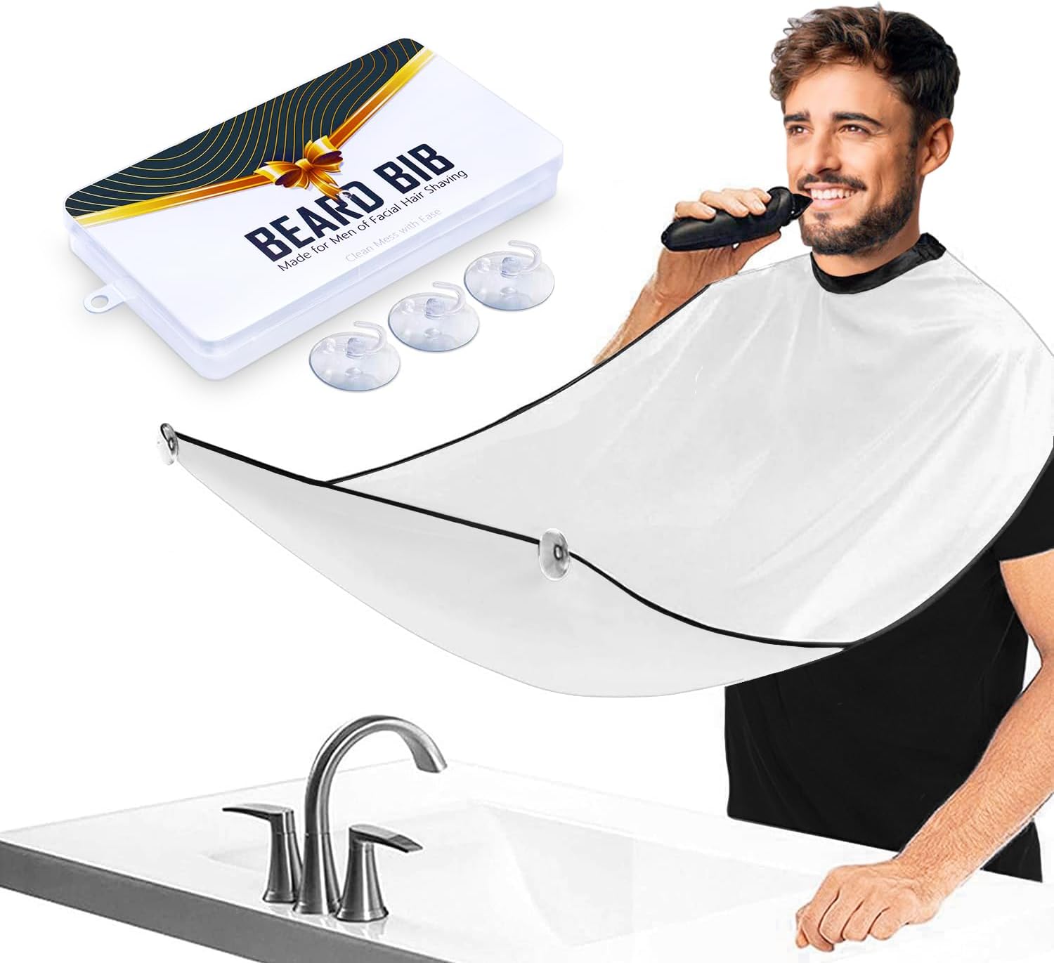 Detalle de Leaflai Grembiule da Barba Impermeabile: telo per barba con ventose, antiaderente e facile da pulire