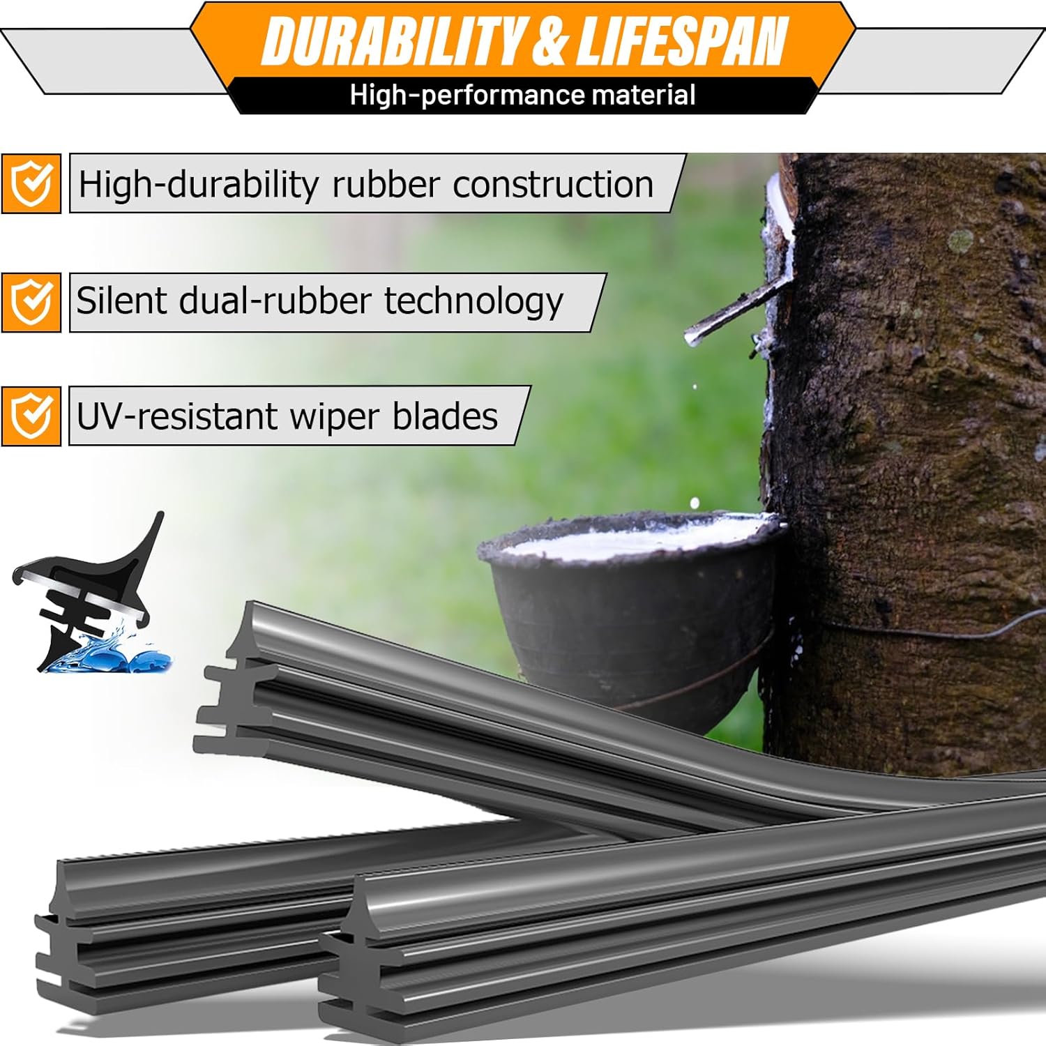 Thumbnail 6 de AUTOBOO 3-Pack Windshield Wiper Blades for Honda Odyssey (2005-2024) — 26"+22" Front and 16" Rear Replacement