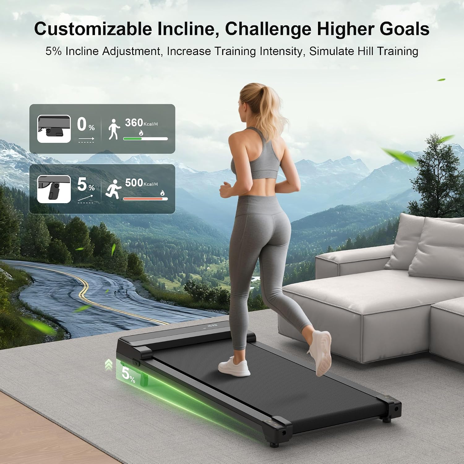 Detalle 2 de Wilpkracy B01 Walking Pad Treadmill with 5% Manual Incline, LED Display & Remote