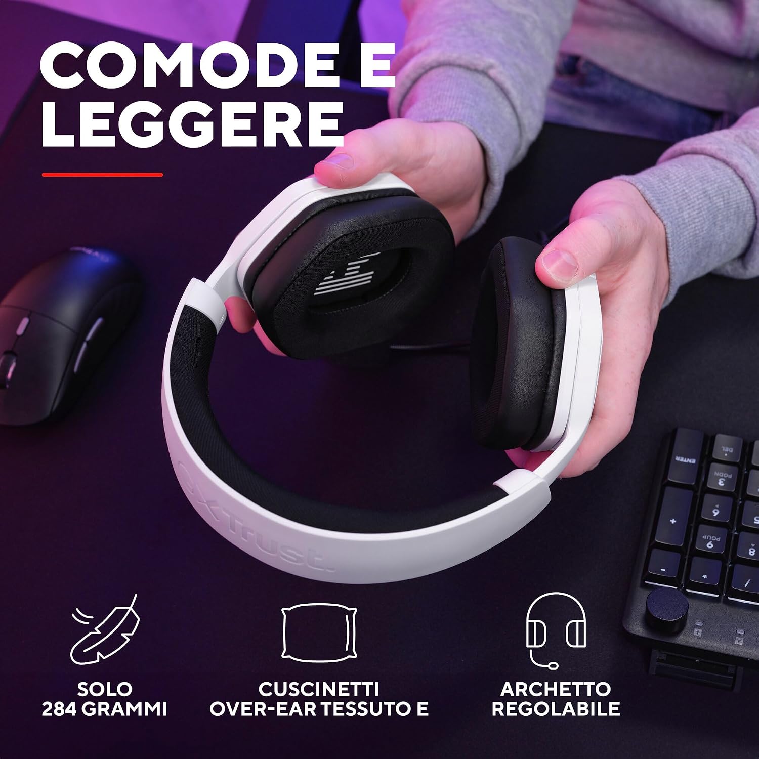 Thumbnail 4 de GXTrust Ravox 1492W: Cuffie gaming over‑ear con microfono removibile per PS5 PS4 Switch PC Xbox