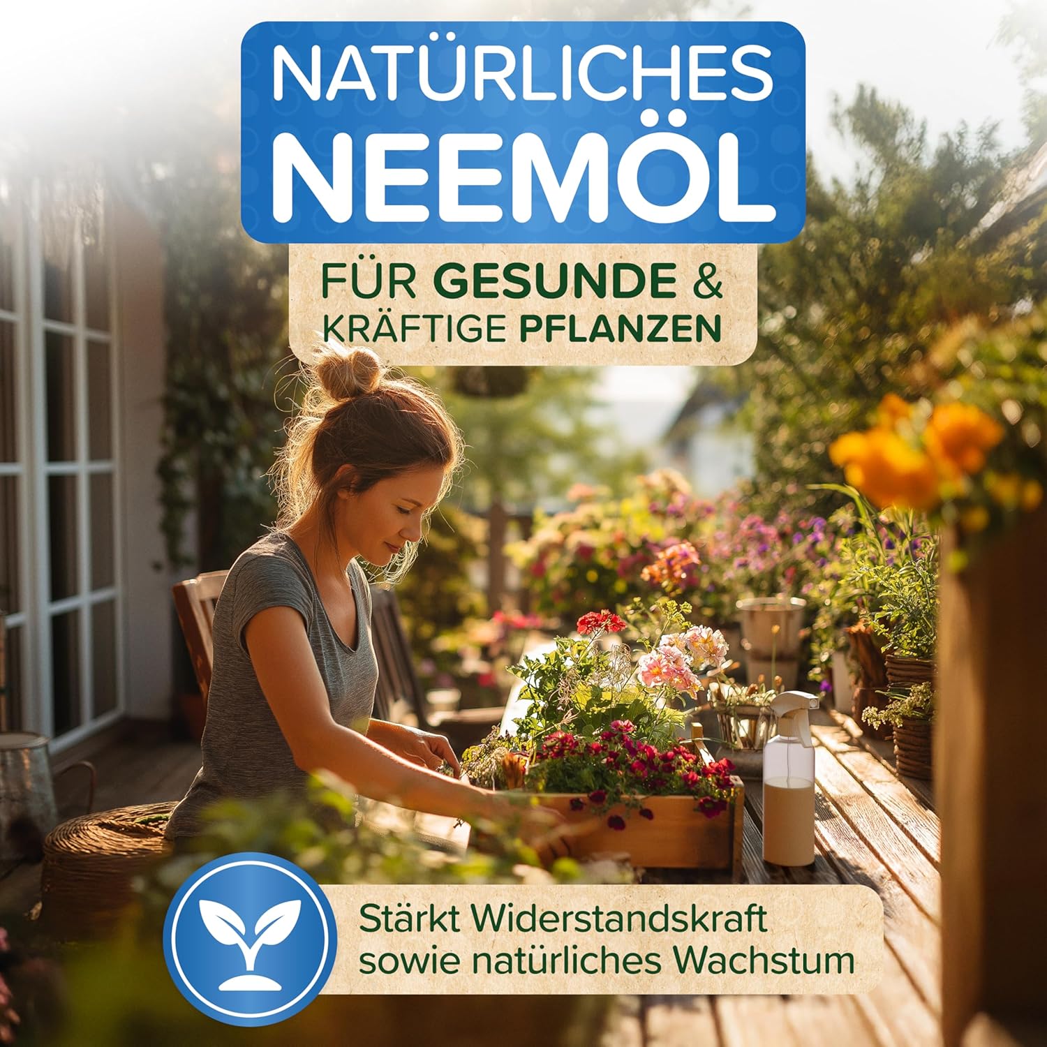 Thumbnail 1 de Natürliches Neemöl mit Emulgator (1200 ml) inkl. Sprühflasche & Messbecher – ergibt 120 L sprühfertiges Niemöl