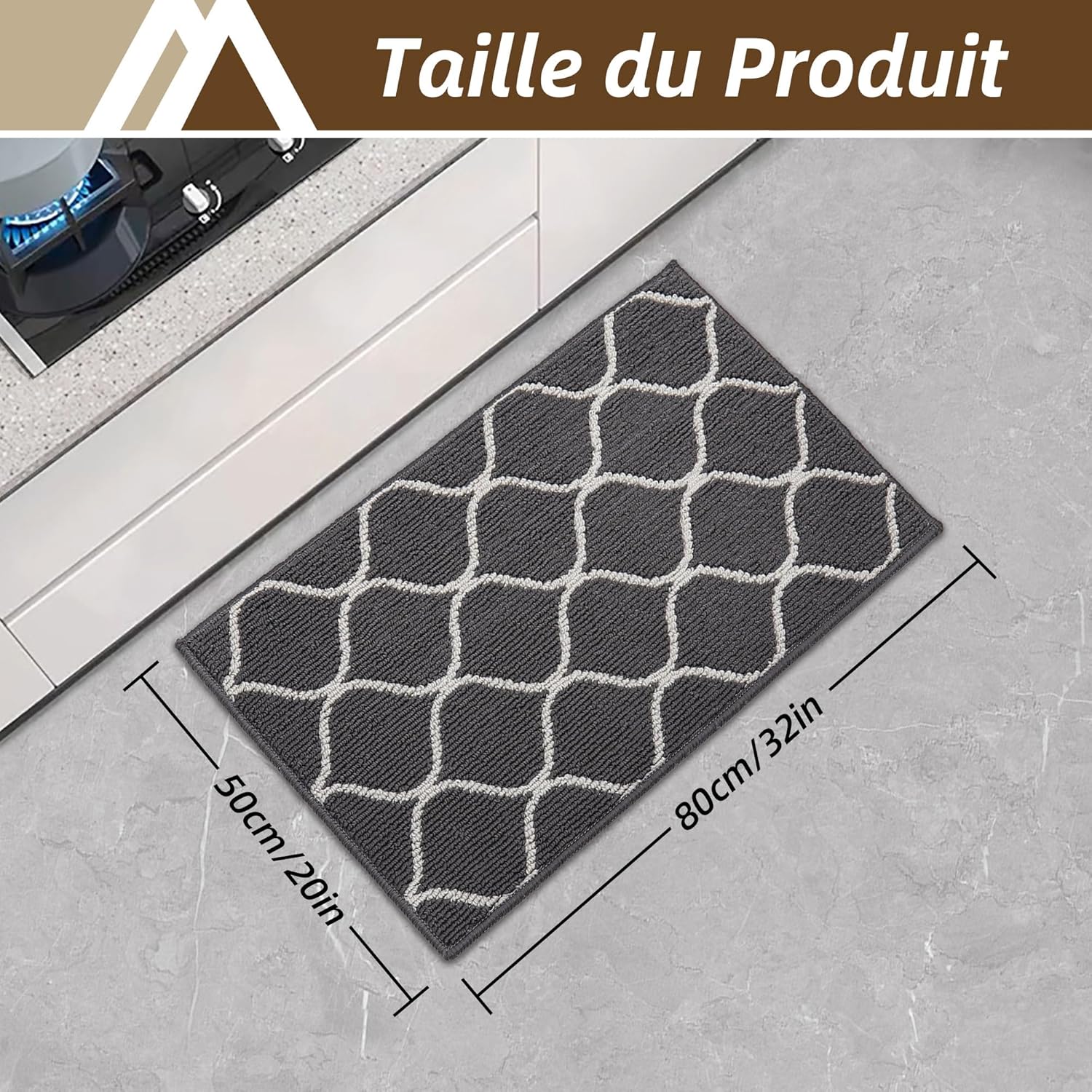 Thumbnail 1 de COSY HOMEER Tapis de Cuisine Antidérapant 50 x 80 cm – Gris
