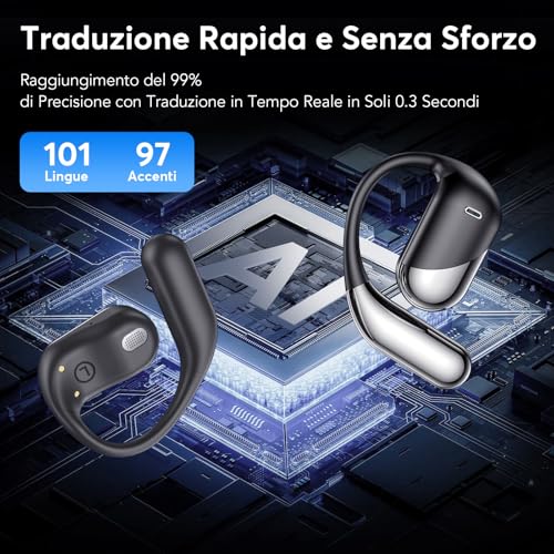 Thumbnail 1 de Paekole AI Cuffie Traduzione Simultanea Bluetooth 6.1 Wireless – Open-Ear, 80 Ore di Riproduzione