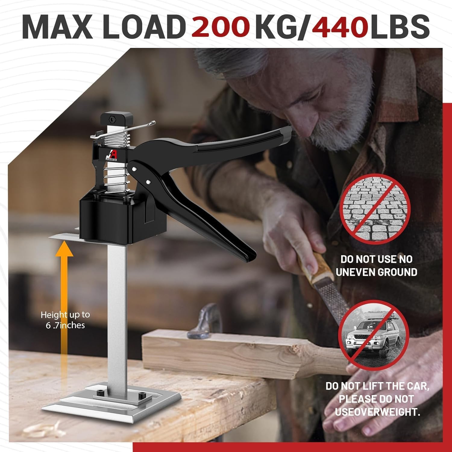Thumbnail 6 de JANNIRESS Labor-Saving Jack with 6.69-Inch Lift