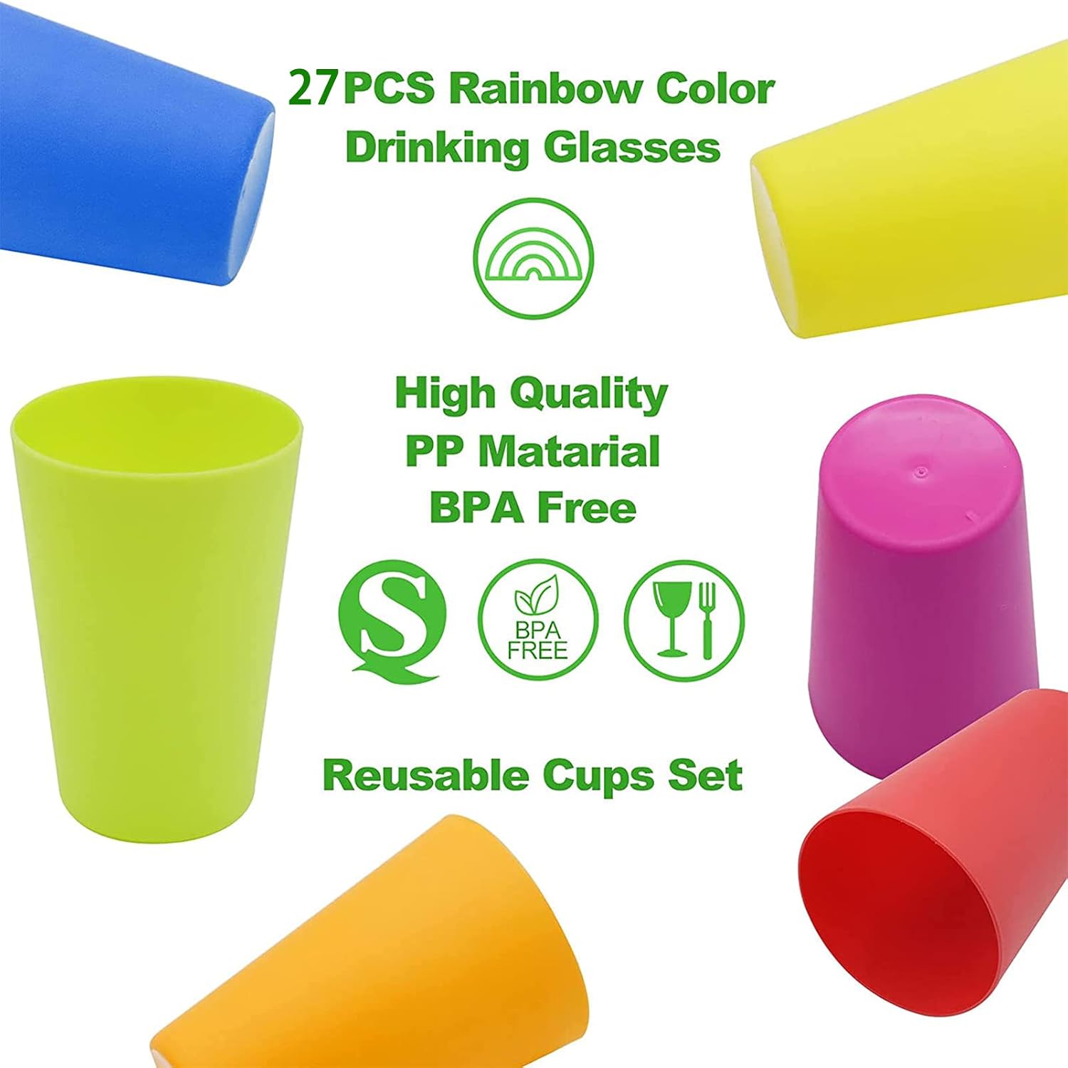 Detalle 2 de WAIZHIUA 27Pc reusable plastic cups 260 ml 🥤