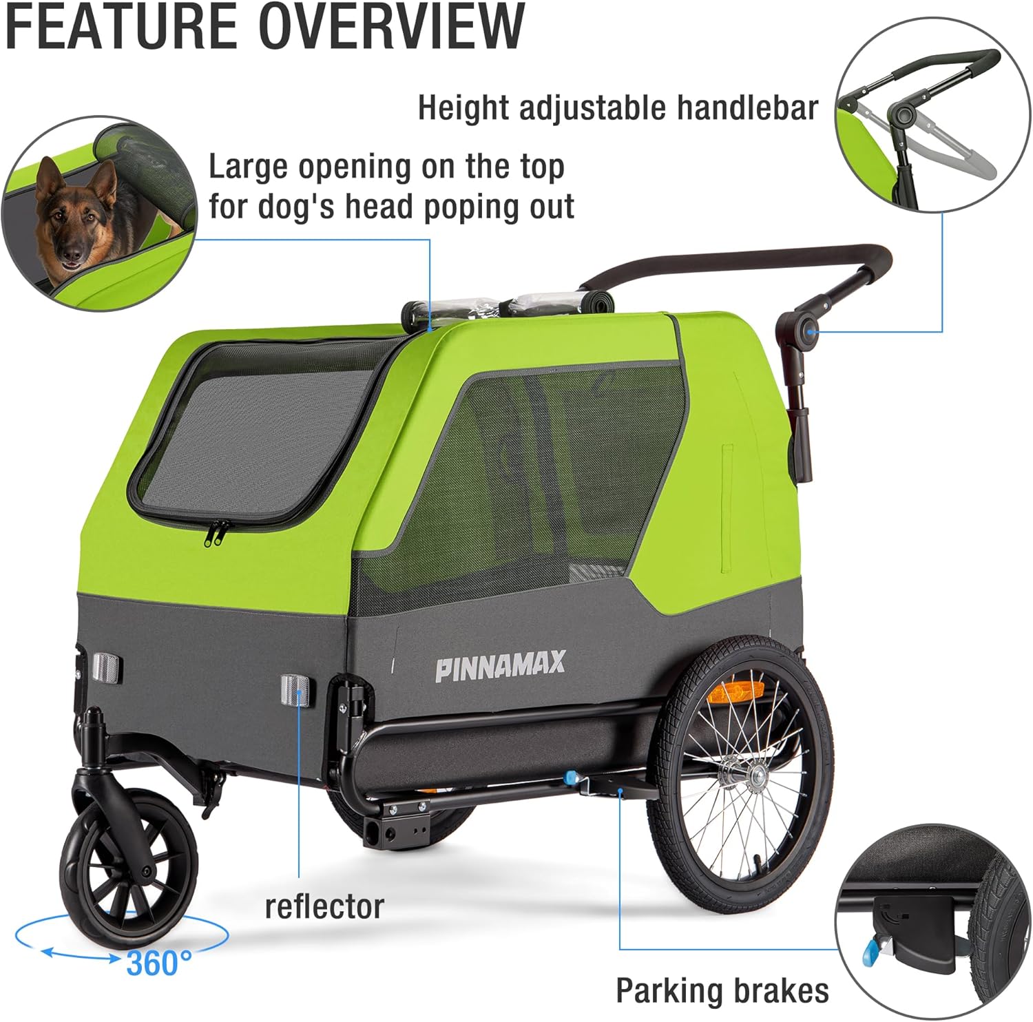 Thumbnail 2 de PINNAMAX Hundeanhänger für Fahrräder – 2-in-1 Haustierbuggy, bis 45 kg, universelle Fahrradkupplung