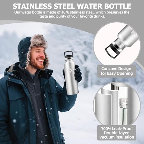 Detalle de Botella térmica 1 L acero inoxidable, aislamiento al vacío 💧