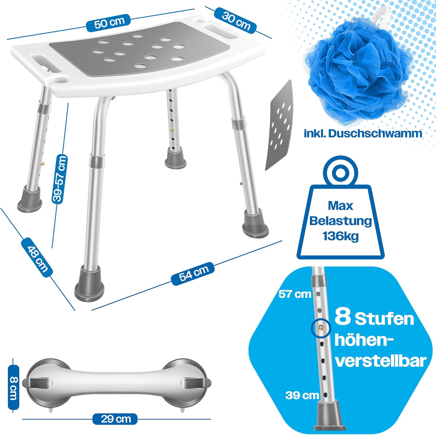 Thumbnail 3 de KESSER Duschhocker höhenverstellbar 39–57 cm