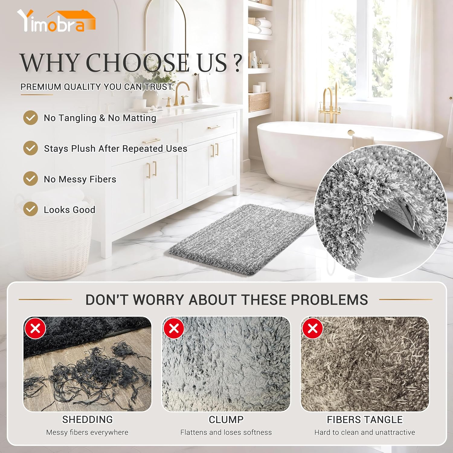 Thumbnail 3 de Yimobra Bathroom Rugs 32x20 Plush Bath Mat