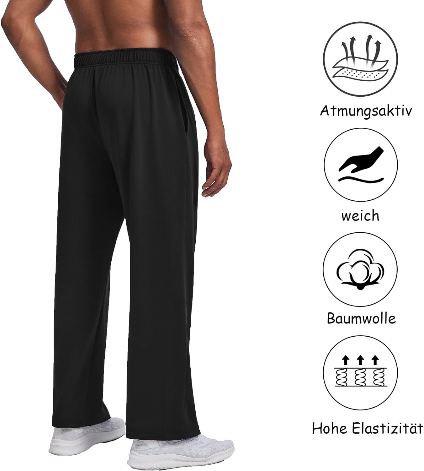Detalle de PINSPARK Reha Hose für Herren – Lang-Sporthose mit durchgehendem Reißverschluss und Baumwolle