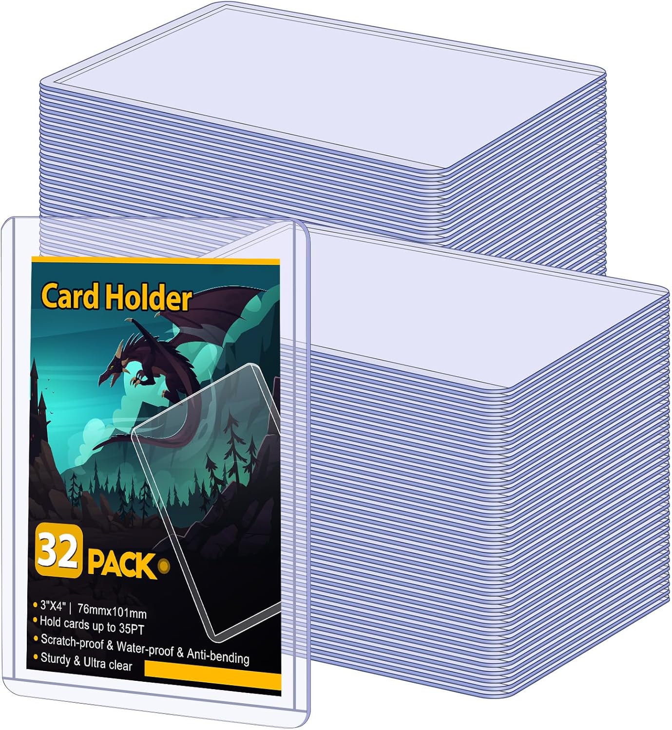 Detalle de Sooez 32 Count 3x4 Inch Card Sleeves – Rigid 35PT Protector for Standard Trading Cards