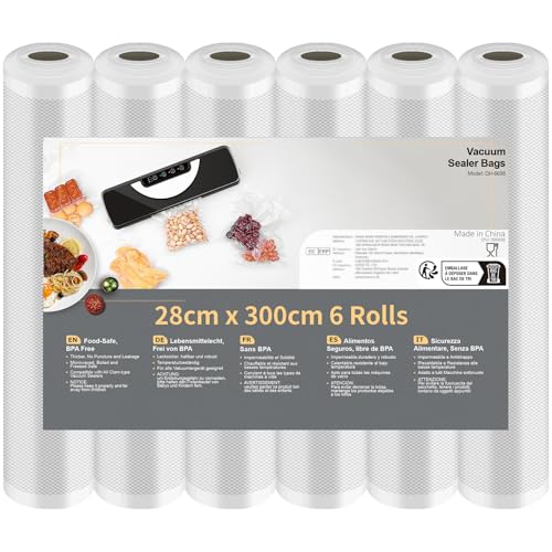 Detalle de Vihoom Rouleau Sous Vide Alimentaire – 6 rouleaux 28x300 cm, sans BPA