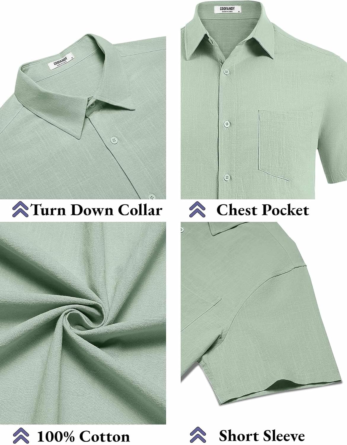 Thumbnail 4 de COOFANDY linen button down shirt 100% cotton