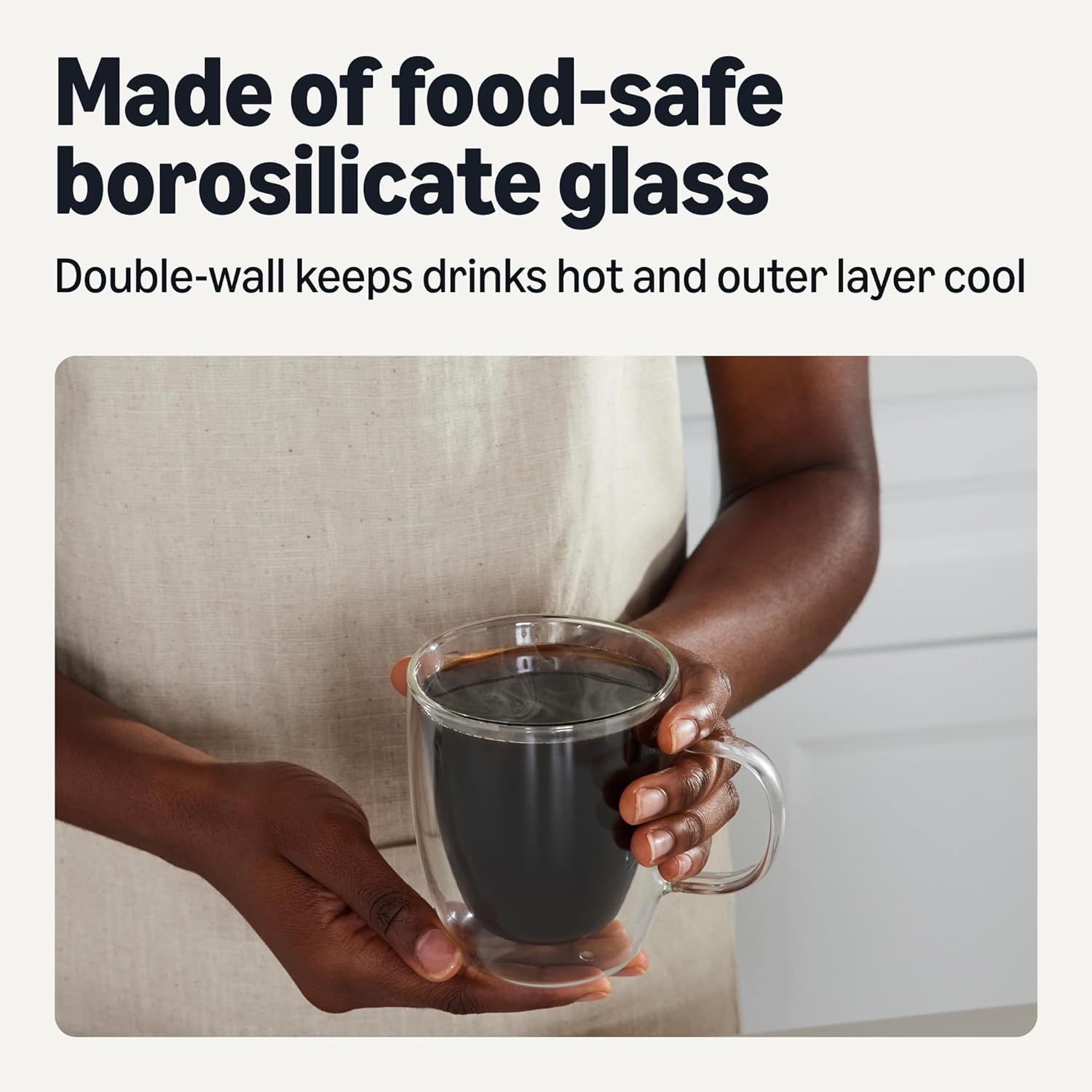 Thumbnail 2 de Amazon Basics Double Walled Glass Coffee Mugs, 4-Piece Set (382ml) – Dishwasher Safe