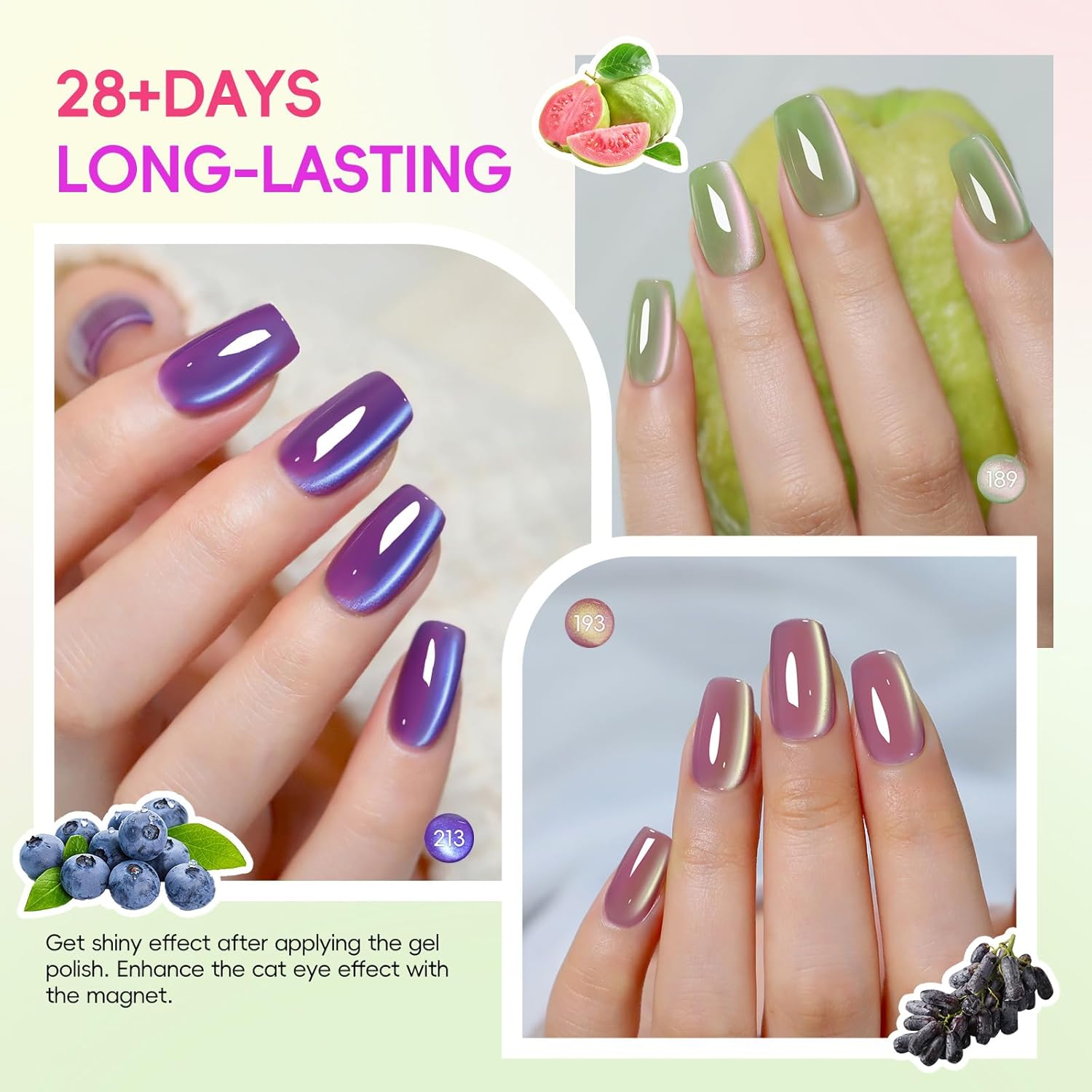 Thumbnail 3 de PEACECOLOR Vernis Semi Permanent Magnétique 10ML – Kit 6 teintes Cat Eye avec aimants
