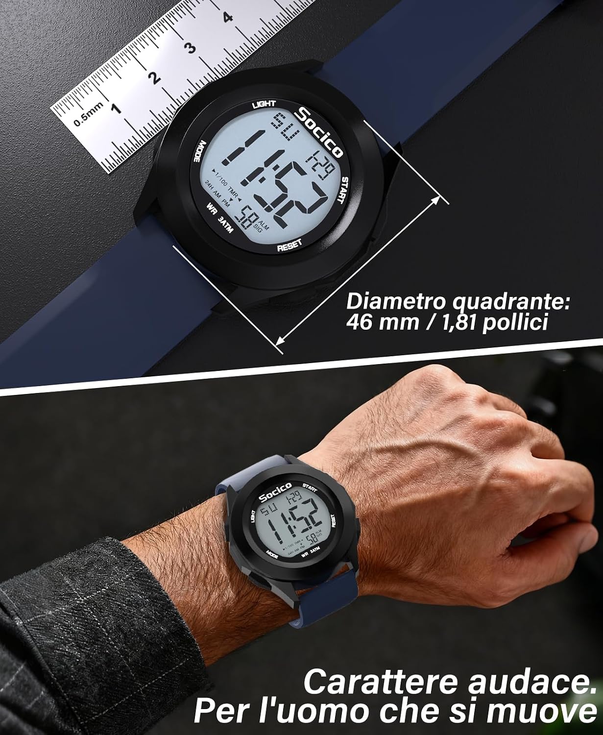 Detalle 2 de SOCICO Orologio Digitale Sportivo 50m