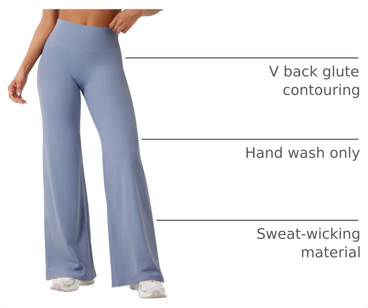 Detalle 2 de YEOREO Leggings de entrenamiento rectos para mujer — sin costuras frontales, alta cintura, inseams 29''–35