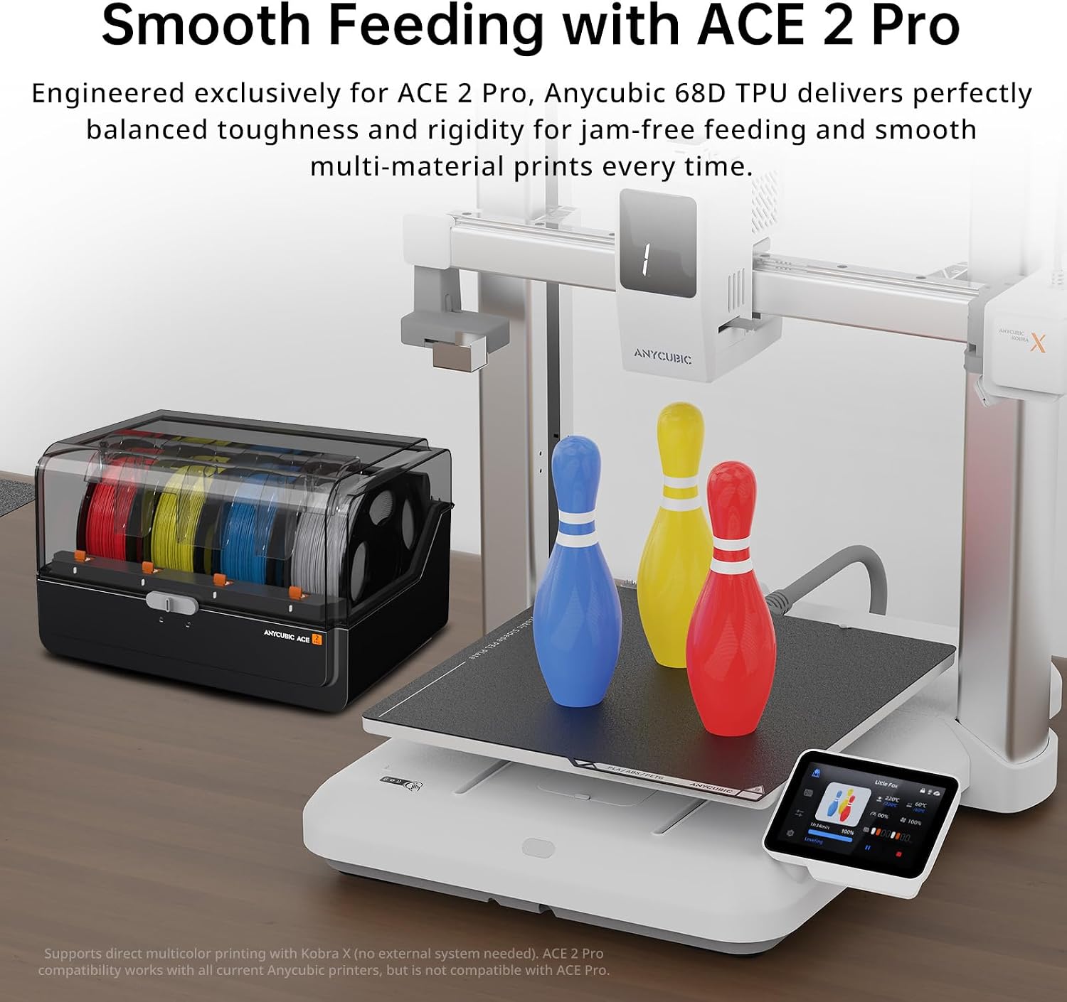 Detalle 2 de ANYCUBIC TPU Filament for ACE, 1.75mm, 68D, 1kg, Black