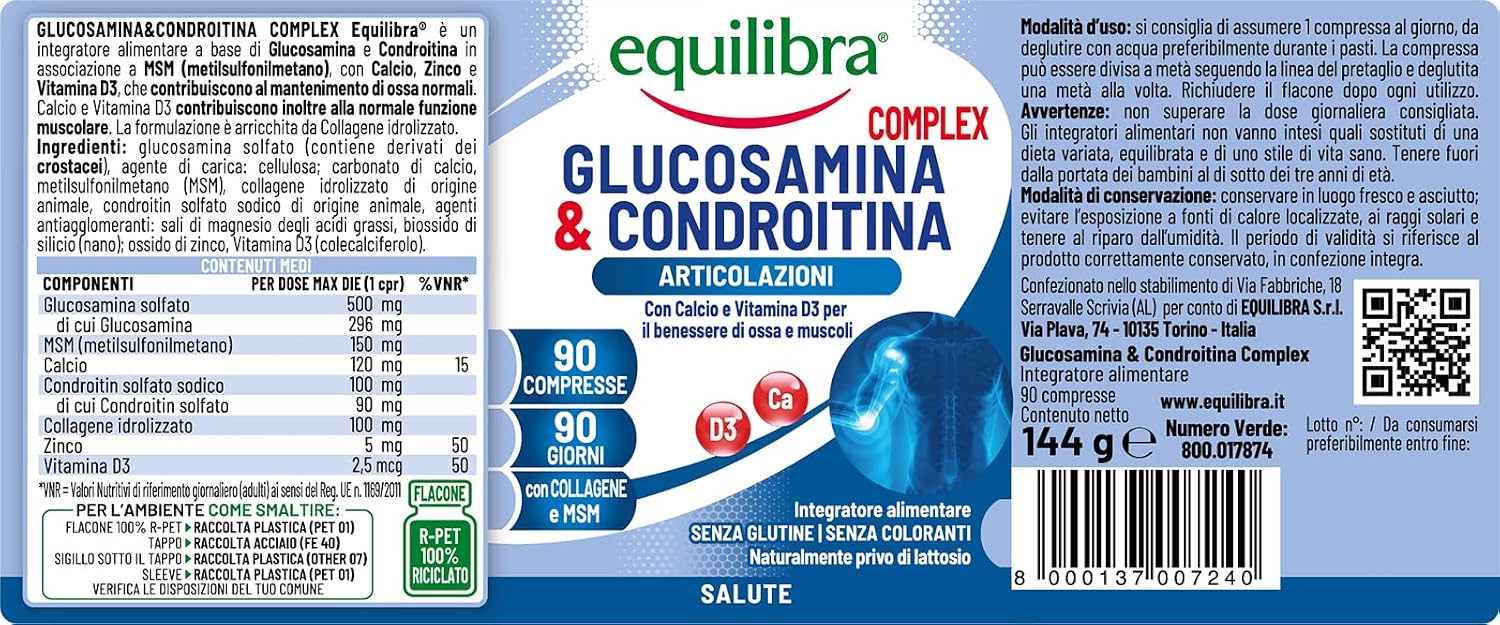 Thumbnail 4 de Equilibra Glucosamina & Condroitina Complex 90 compresse đź’Š