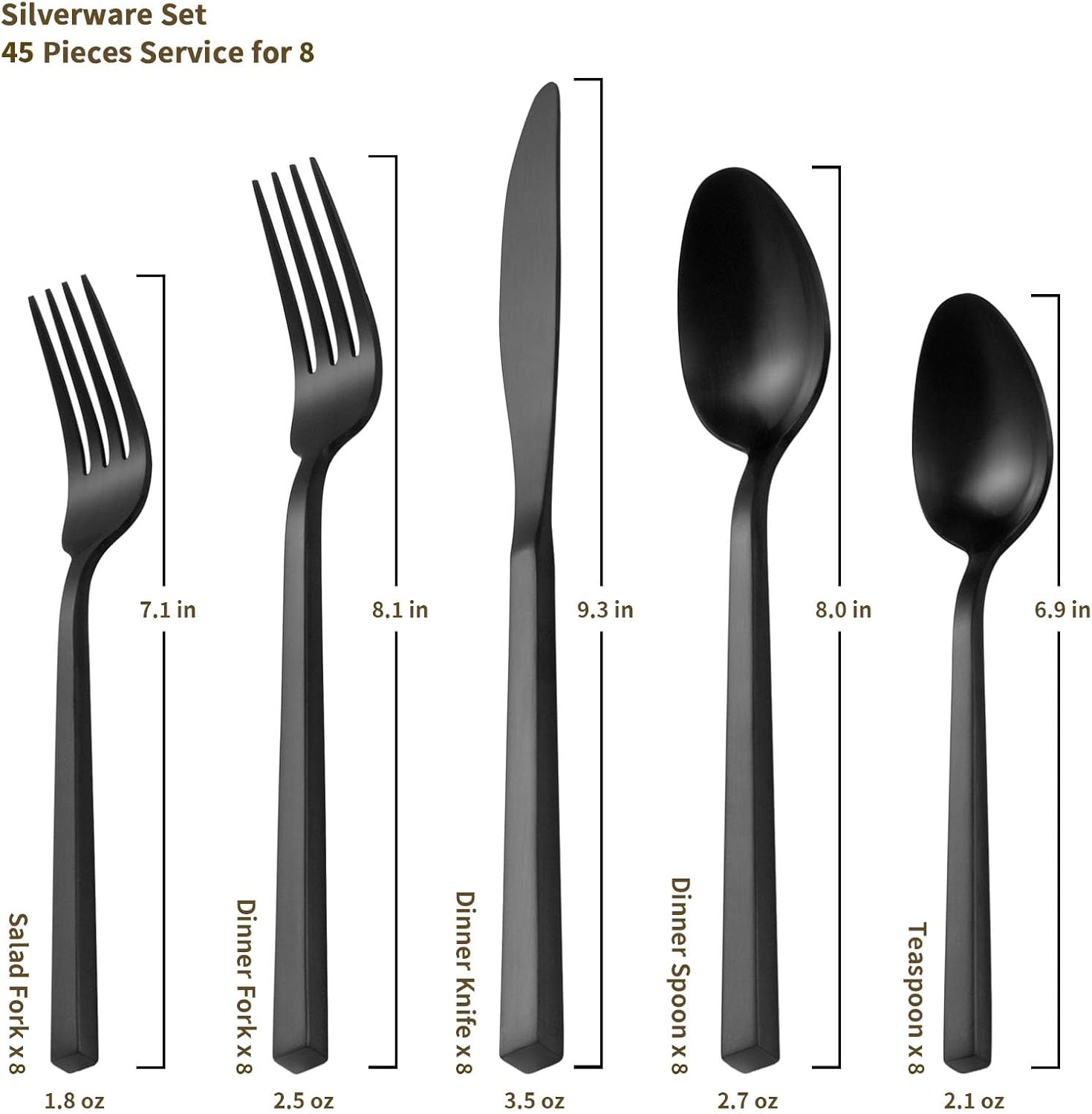 Detalle de Alata Cube 45-Piece Forged Stainless Steel Flatware Set: Service for 8 with Utensil-Serving Pieces