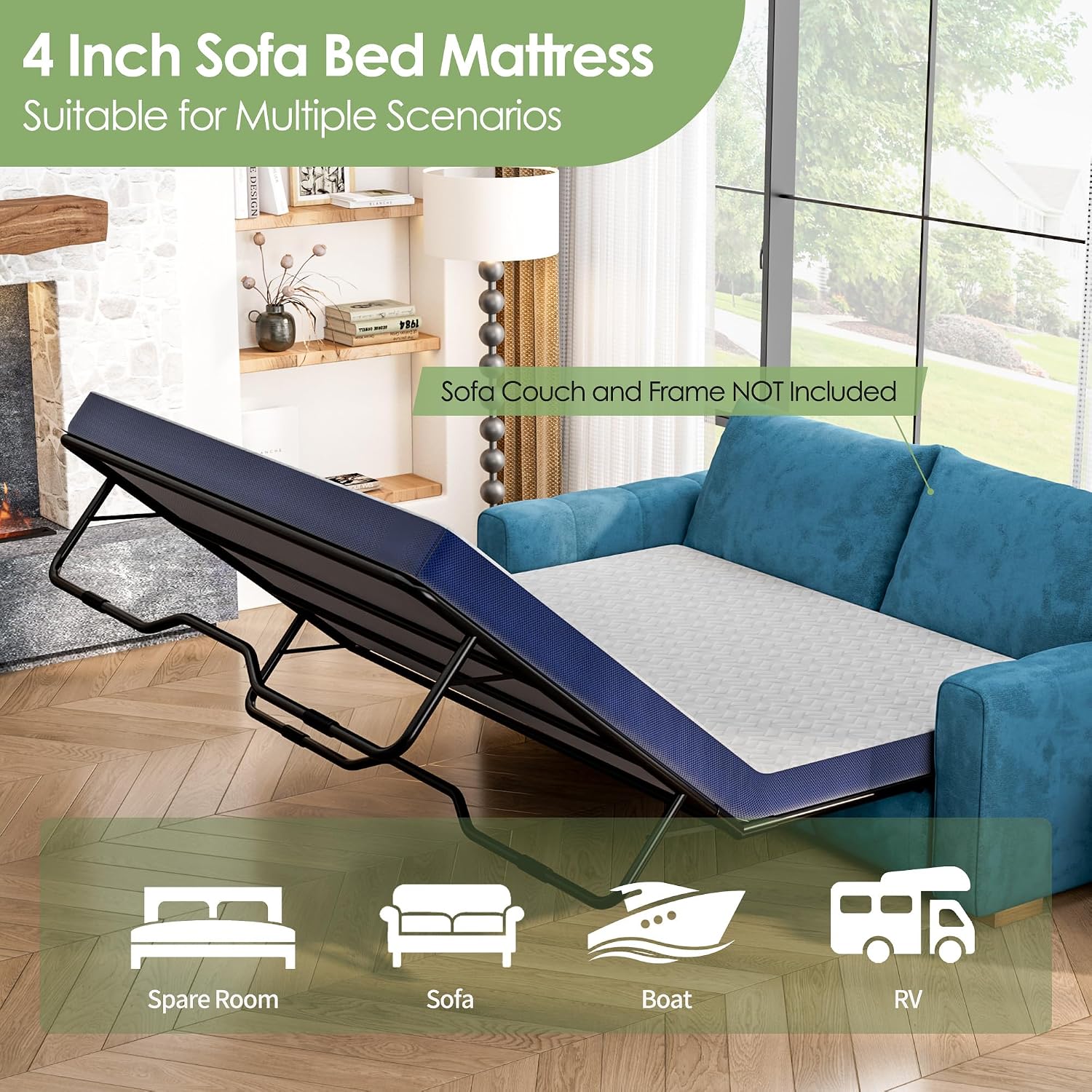 Detalle de Wellynap Sofa Bed Mattress, 4-Inch