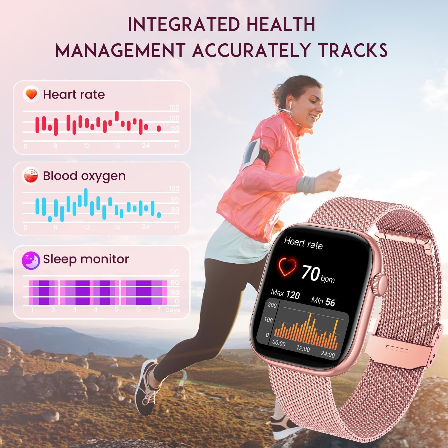 Thumbnail 5 de Smartwatch Donna con Chiamate Bluetooth e Quadrante Dinamico da 1,83" – stile, salute e connettività