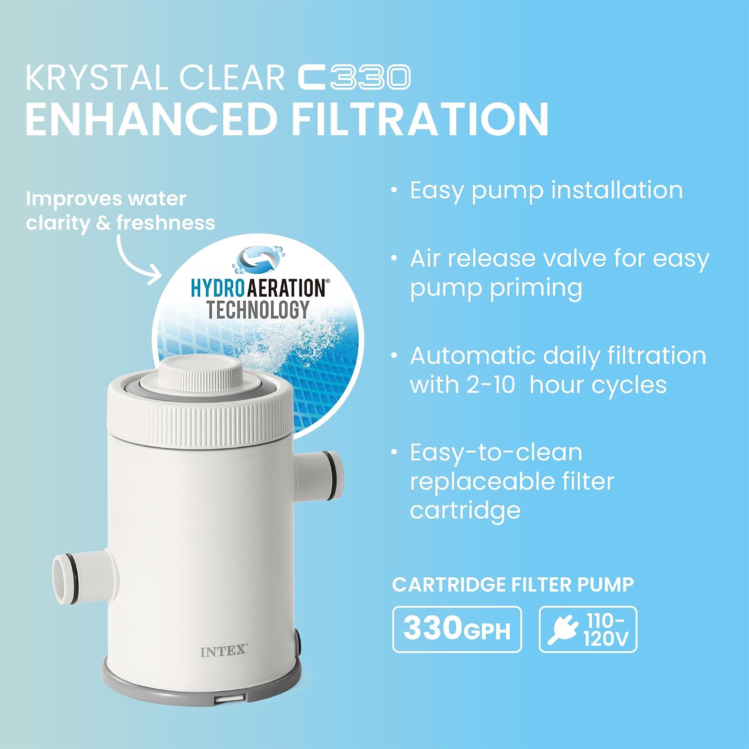 Detalle 2 de Intex 10 ft x 30 in Metal Frame Above Ground Pool Set (28201EP) with 330 GPH Cartridge Filter Pump