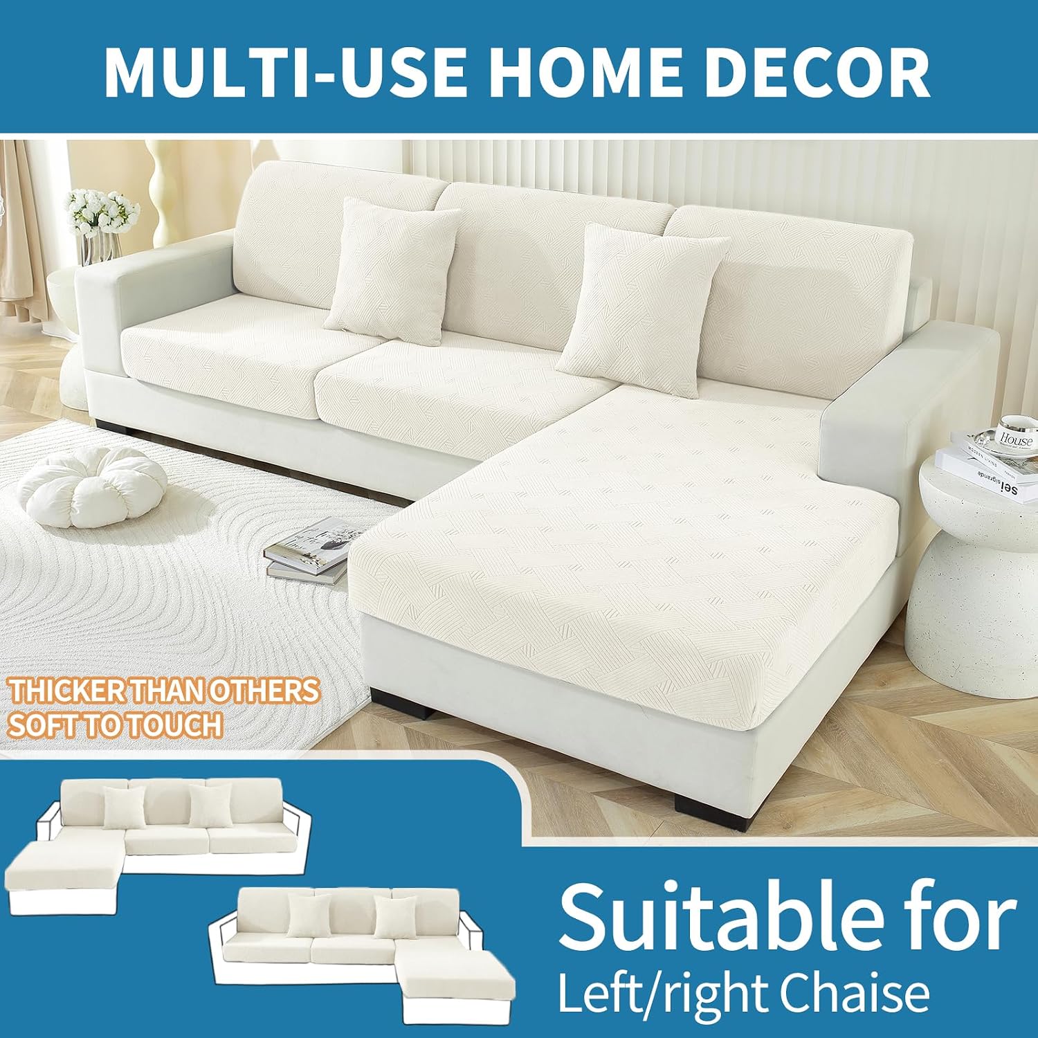Detalle 2 de Ystyle Funda Asiento Sofa Crema Chaise Longue