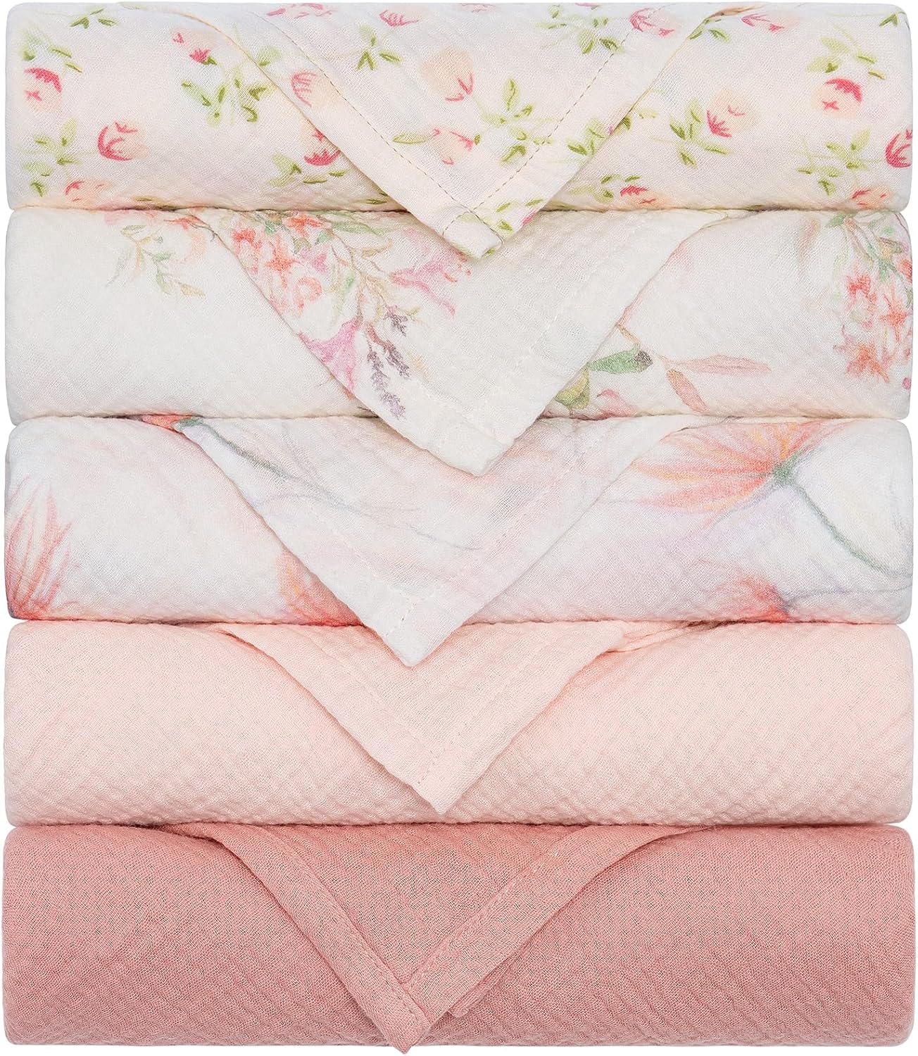 Yukkidds Muslin Cloths for Baby Large 60x60cm – 5 Pack Pink Floral