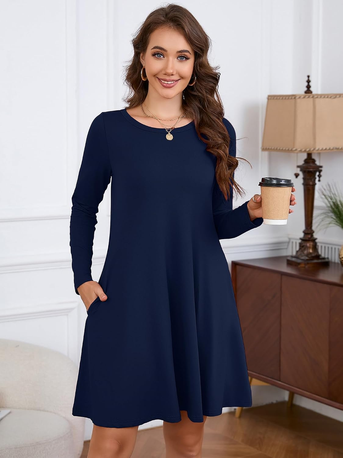 Detalle 2 de KORSIS Women's T-Shirt Dress, 95% Polyester