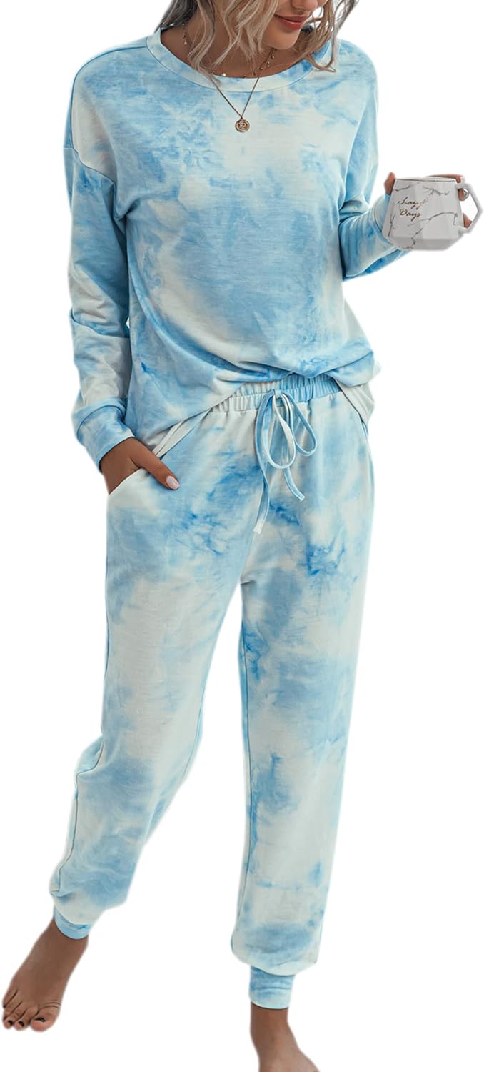 Detalle de ASOMI Pyjama Damen Tie-Dye Set mit Taschen