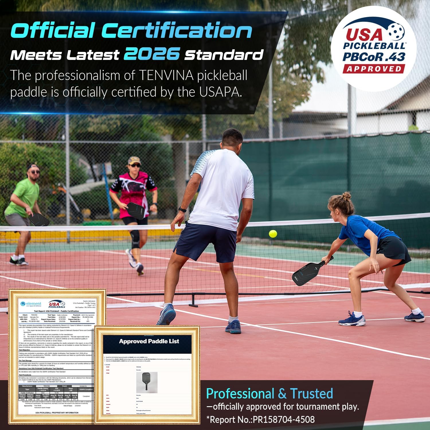 Thumbnail 6 de TENVINA Pickleball Paddles — Multi-Layer T700SC Carbon Fiber, 4 Shapes & 2 Thicknesses, USAPA Approved