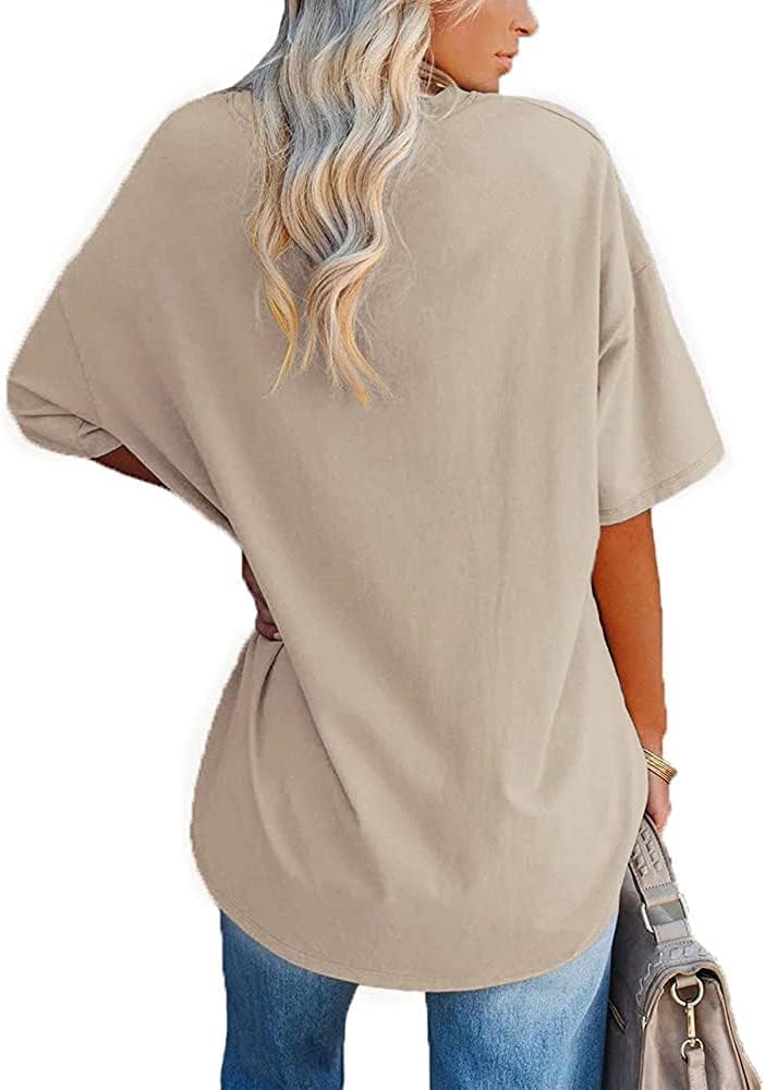 Thumbnail 1 de Ebifin Damen Oversize V-Ausschnitt T-Shirt – lockeres Basic Sommer-Top