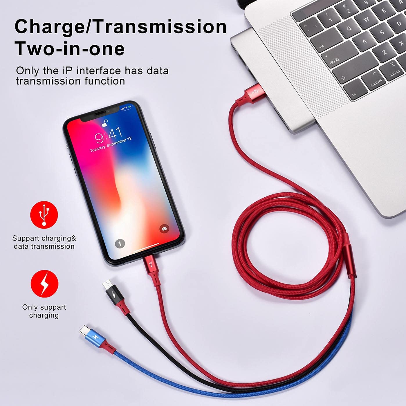 Detalle de 3Pcs 3A multi USB charging cable 1.5m