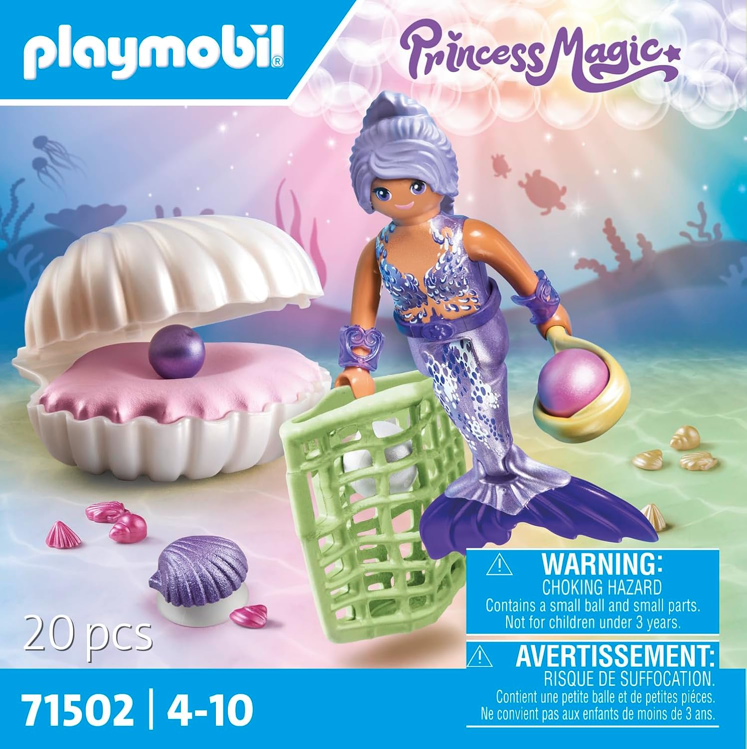 Detalle de PLAYMOBIL Princess Magic 71502 Meerjungfrau mit Perlmuschel – inkl. Muschelschatulle und Dekomuschel