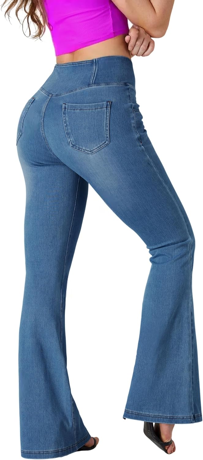 Detalle de BlueRose Women's Flare Jeans, Knit Denim