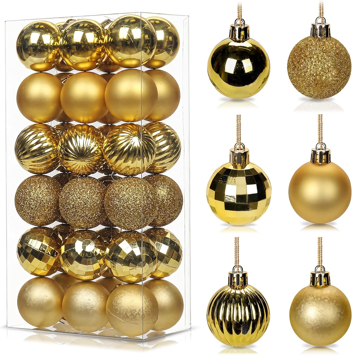 Detalle de 24Pcs Silvery Baubles for Christmas Tree, 6cm Shatterproof Plastic Ornaments – 24-Piece Set