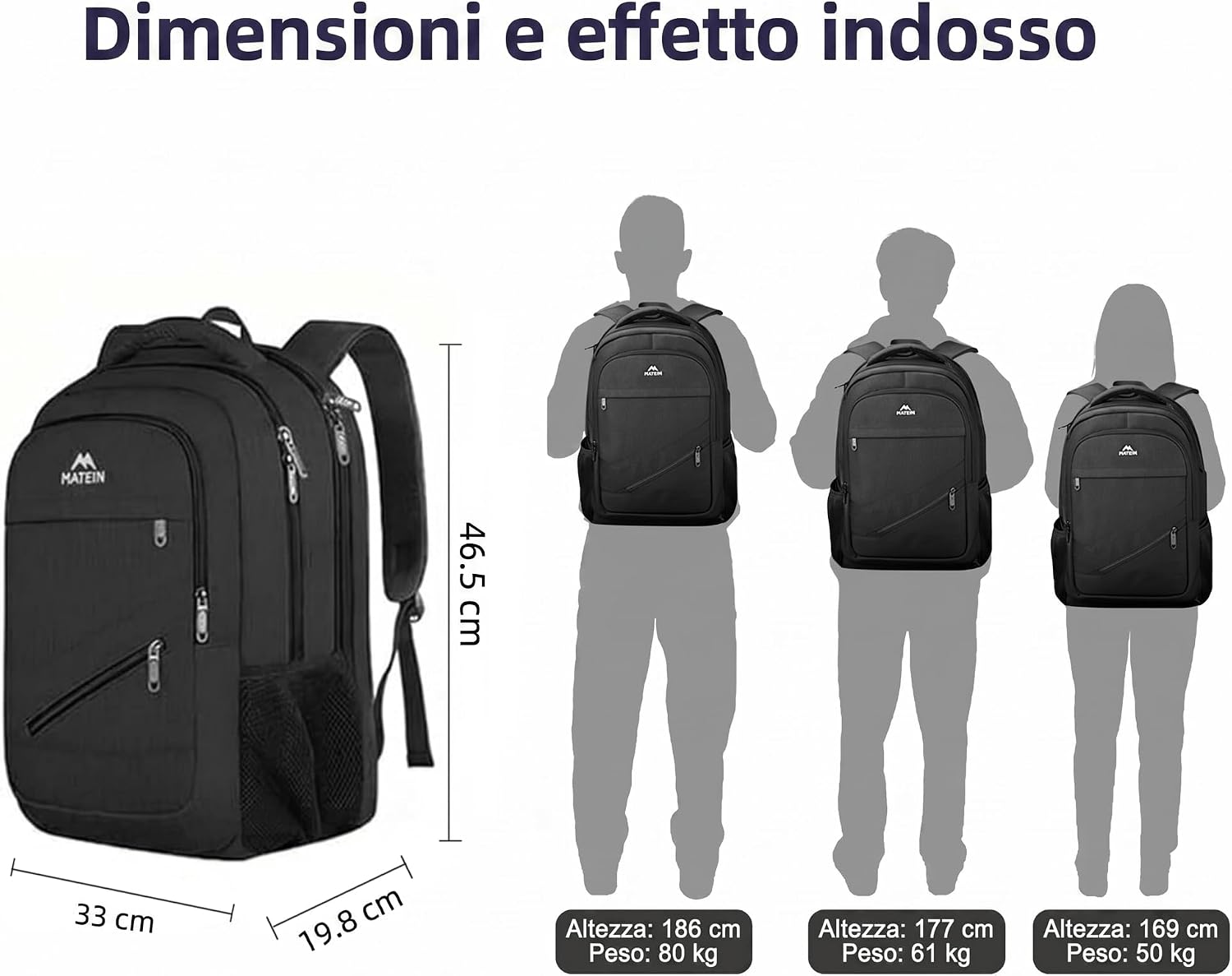 Detalle de MATEIN Zaino Porta PC 17 Pollici – Zaino da Lavoro Antifurto, Impermeabile e TSA-Friendly