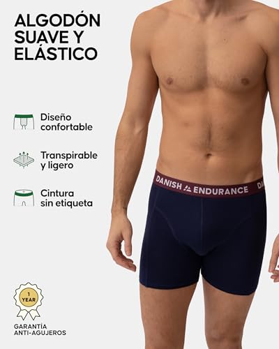 Detalle de DANISH ENDURANCE Calzoncillos Hombre Boxer Algodón Premium – Pack 6 Multicolor, XL