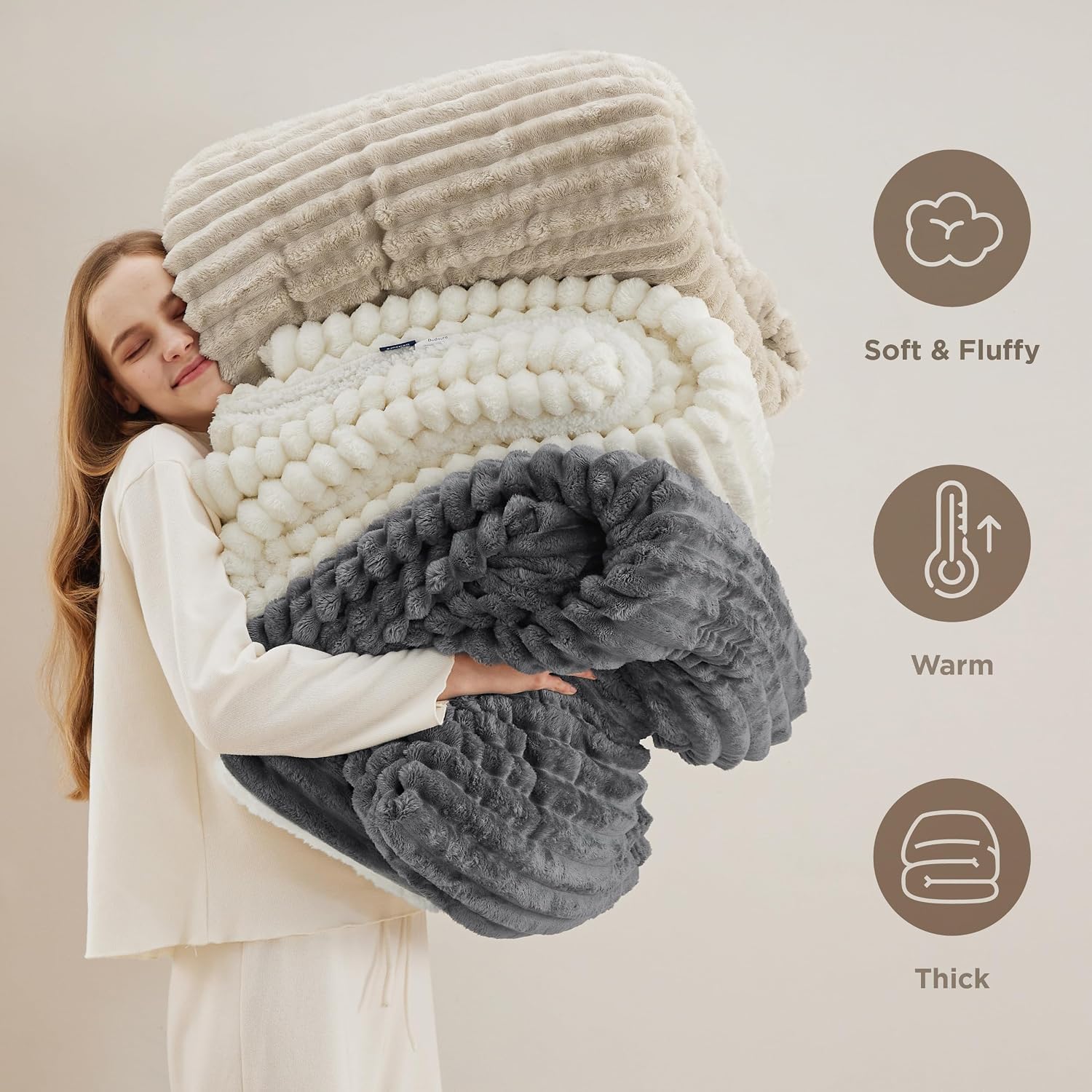Detalle 1 de Bedsure Soft Sherpa Blanket, Sage Green, Twin 60" x 80