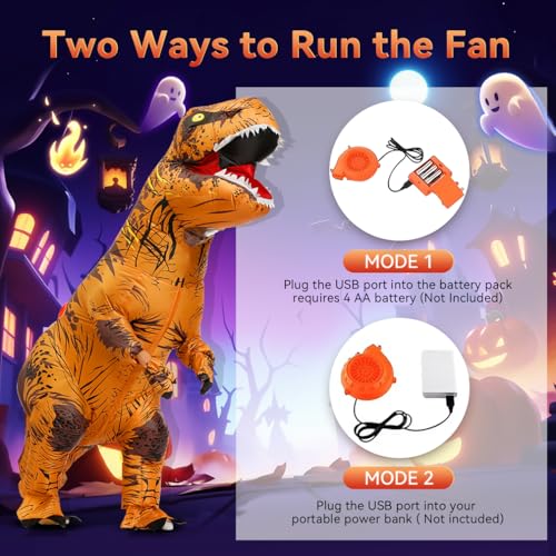 Thumbnail 4 de JASHKE Costume gonflable T-Rex pour adulte, marron, taille unique