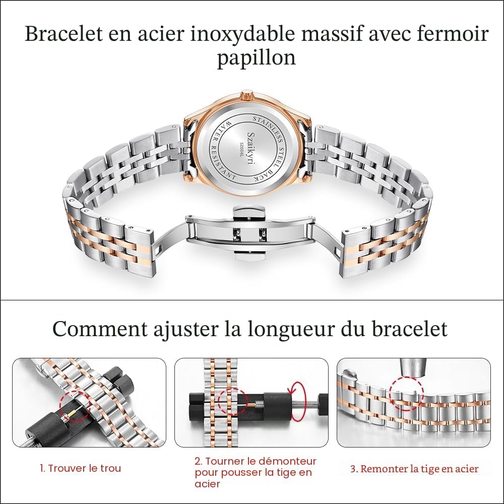 Detalle de Szaikyri Montre Classique pour Femmes – Lisibilité maximale et style intemporel