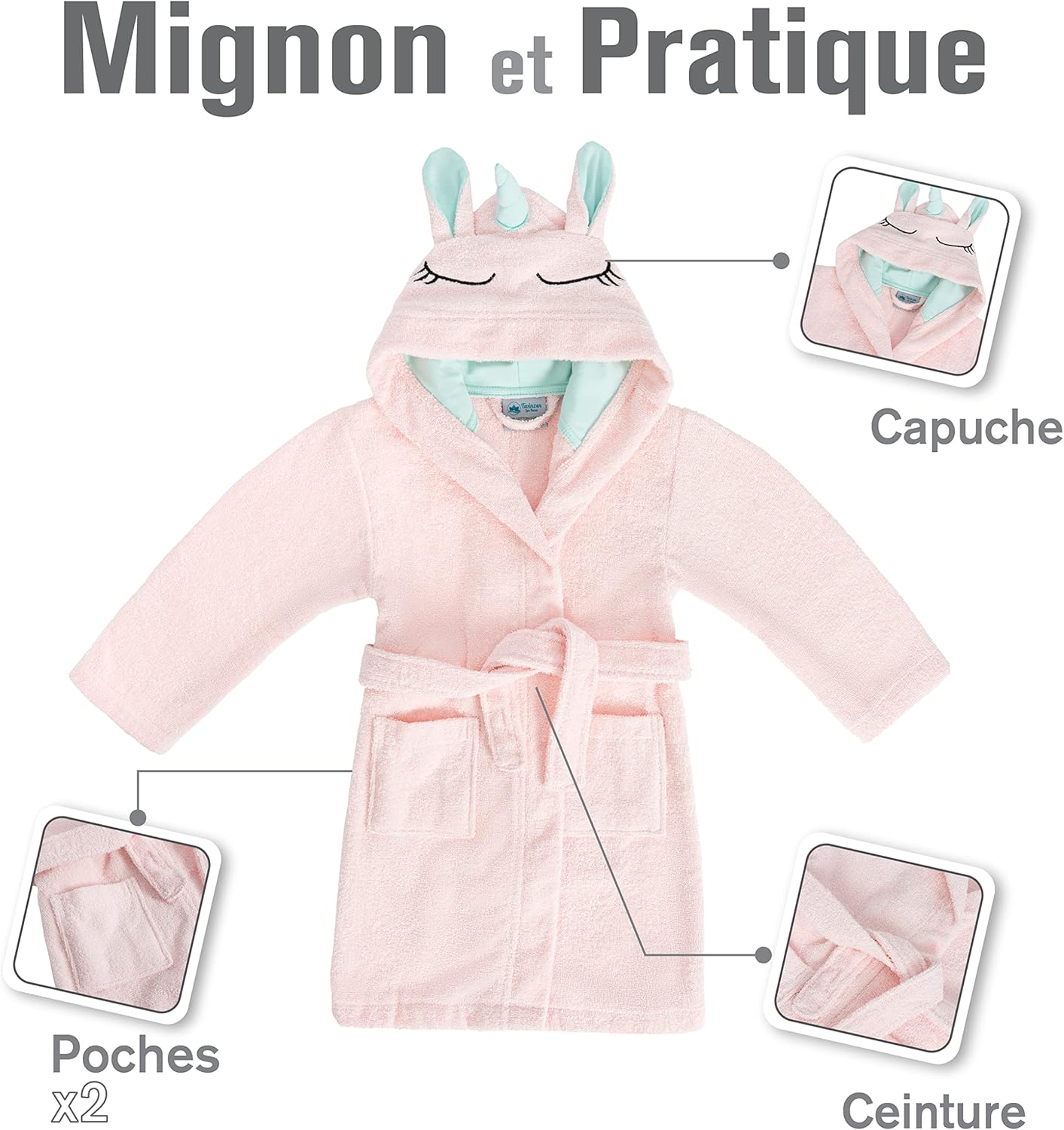 Detalle de Twinzen Peignoir Enfant Licorne 100% coton