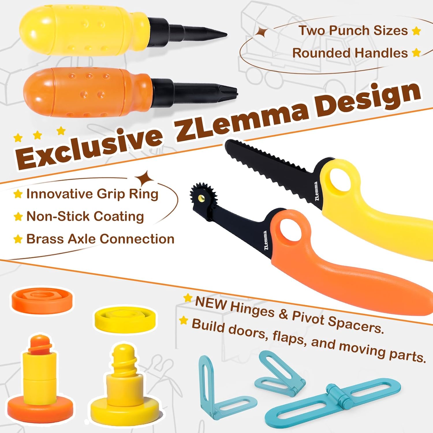 Thumbnail 2 de ZLemma Cardboard Construction Kit – 401 PCS Kids DIY Build Set with Safe Serrated Cutter, Crease Roller, Screws & Nuts